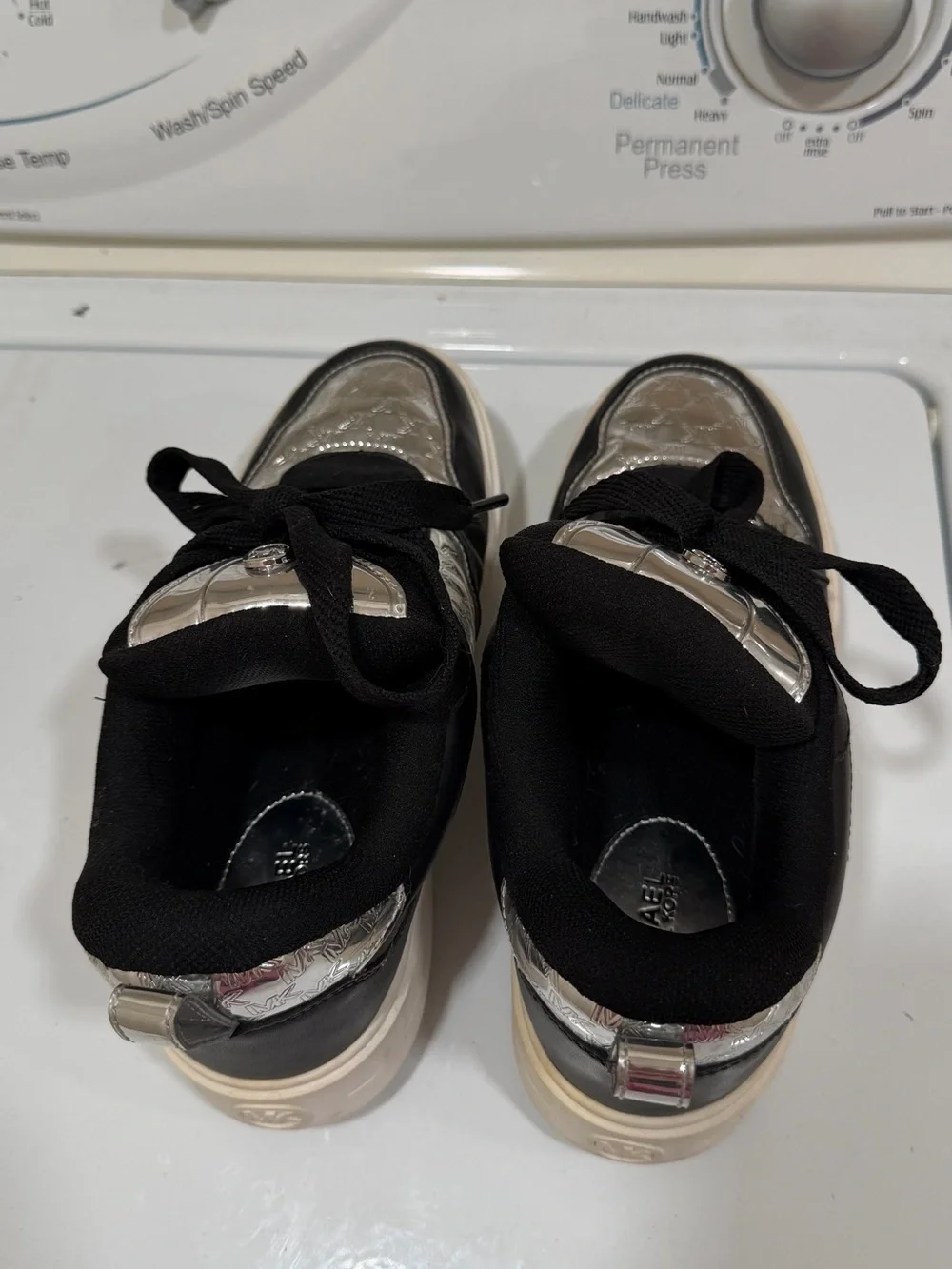 MK Metallic Silver & Black Platform Sneaker - Michael Kors